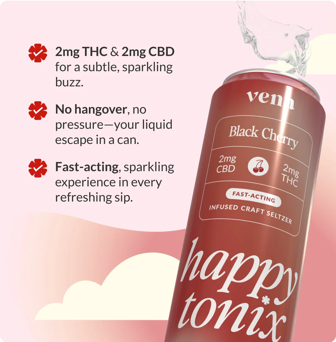Happy Tonix 2mg THC Seltzers | Black Cherry - Image 5